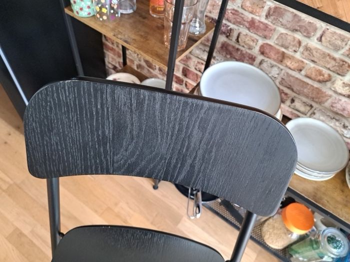 4x Folding Bar Stools Black Industrial Kitchen Dining High Stools