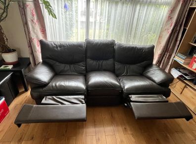 3 Seater leather sofa with reclining seats