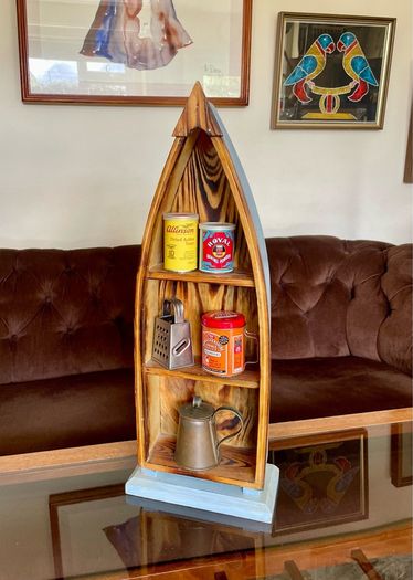 Wooden Boat Wall Shelf Vintage Nautical Decor Rustic Maritime Coastal Display