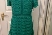 Whistles Green Lace Dress - Size 14 - Elegant Tiered Design