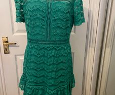 Whistles Green Lace Dress - Size 14 - Elegant Tiered Design