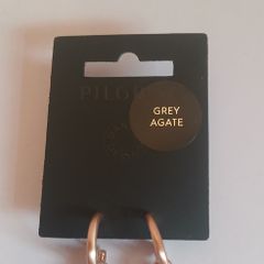 Pilgrim Danish Design Rose Gold Tone Hoop Earrings Grey Agate Drop New CAN POST