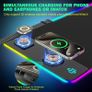 Wireless Charging RGB Gaming Mouse Pad 15W, LED Mouse Mat 800x350x4MM, 10 Light Modes Extra Large Mousepad Non-Slip Rubber Base Computer Keyboard Mat for Gaming (Black-Dual Magnetic) Image 2