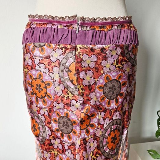 Vintage Y2K Quin and Donnelly silk midi skirt M L 12 14 Irish designer like Rixo 2000s 1990s