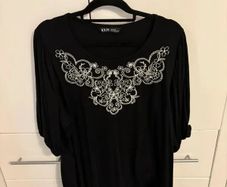 Yours Black Embroidered Top Floral Detail 8XL 56 28