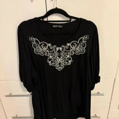 Yours Black Embroidered Top Floral Detail 8XL 56 28