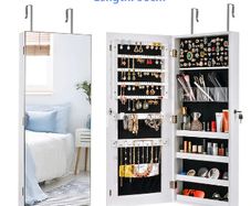 Wall Mounted Mirror Makeup Organizer with Drawer