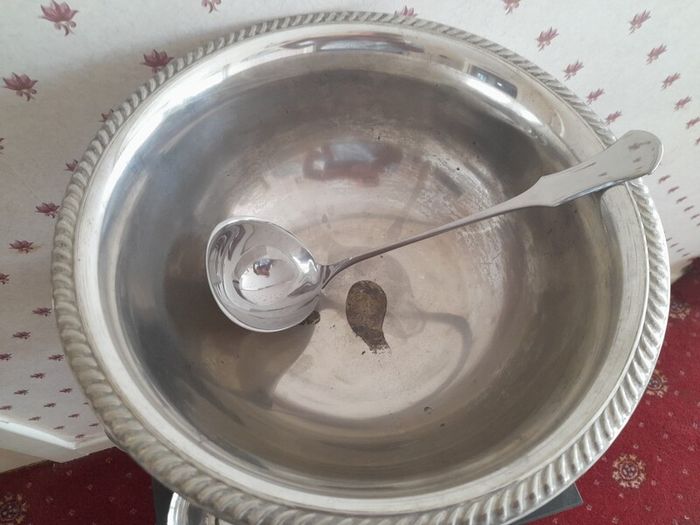 Silver plated punch bowl and cups