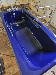 Vintage cast iron blue bath