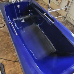 Vintage cast iron blue bath