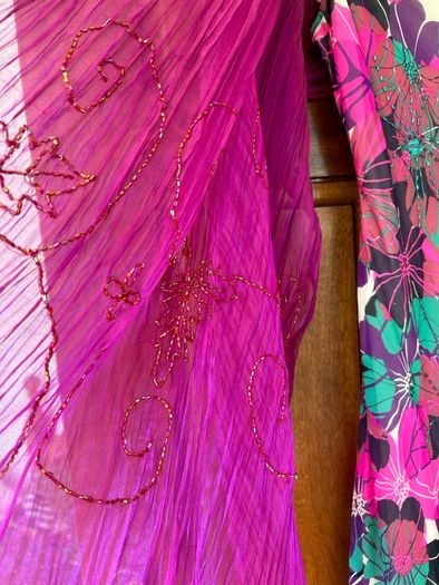 Floral Cowl Neck Beaded Dress Size 8