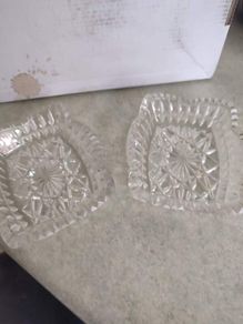 2 clear Depression Glass Small Trinket Dish Diamond cut Dishes