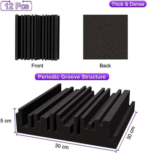 NEW SALE | Thick Acoustic Foam Panels, 30 X 30 X 5 cm 12 Pcs Broadband Sound Absorbing Foam