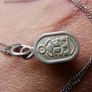 Vintage Sterling silver 925 scarab beetle necklace, Scarab beetle pendant with red enamel, Enamel necklace, Scarab jewelry 3,4g length - 16" Image 4