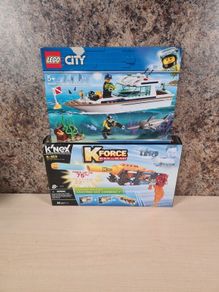 Lego 60221 City Diving Yacht And Knex Kforce K-10x Build And Blast Brand New Sealed Bundle
