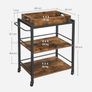 Industrial Style Serving Trolley Kitchen Trolley with Removable Tray with Adjustable Feet and Wheels Kitchen Shelf Steel Frame 65 x 40 x 86 cm Brown Rustic Black Image 3