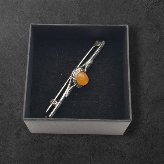 Vintage Carnelian Silver Bar Brooch