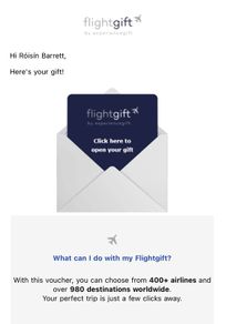 Flight gift voucher
