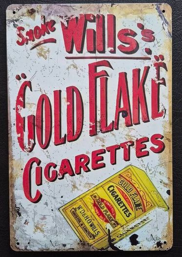 Wills, Gold flake tobacco, , vintage style metal sign .