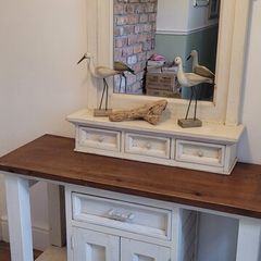 cream dresser hall table