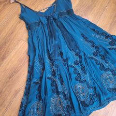 vintage y2k karen millen silk teal embellished