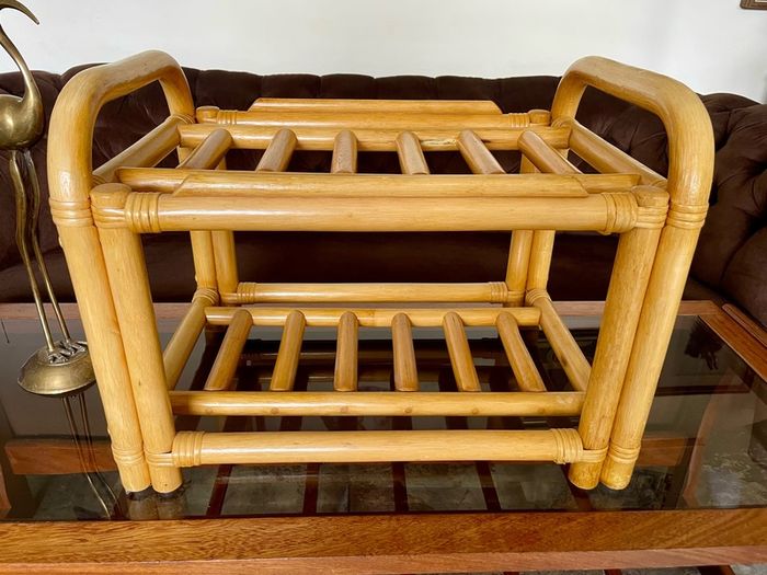 Sturdy Versatile Rattan and Bamboo Low Stool Footstool VGC