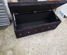 Black Velvet Storage Ottoman / Blanket Box