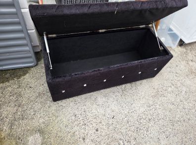 Black Velvet Storage Ottoman / Blanket Box
