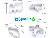 Set of 4 cookie cutter set stainless steel cookie cut car, airplane, train and boat shape puzzle reusable for baking