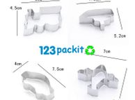 main image for ad Set of 4 cookie cutter set stainless steel cookie cut car, airplane, train and boat shape puzzle reusable for baking