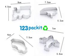 Set of 4 cookie cutter set stainless steel cookie cut car, airplane, train and boat shape puzzle reusable for baking