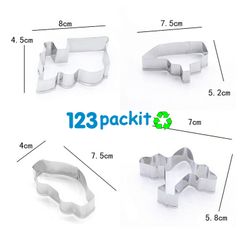 Set of 4 cookie cutter set stainless steel cookie cut car, airplane, train and boat shape puzzle reusable for baking