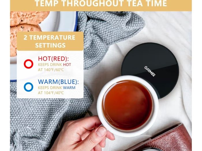 GARMEE Mug / Coffee / Cup Warmer w/ 2 Temperature Settings for Desk - Cocoa, Coffee, Tea, Milk, Hot Drinks
