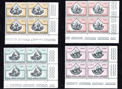 1971 Vatican City The Four Evangelists Commemorative Stamps marginal Corner Blocks of 4 Mint Never Hinged (MNH)
