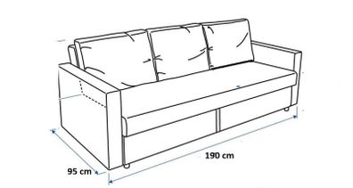 3 Seater, Double Sofa Bed IKEA with Fitted Cover