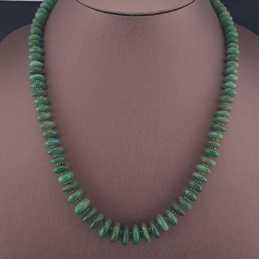 Vintage Tire Shape Jade Beads Necklace 24inches