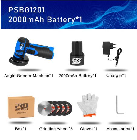 12V Brushless Angle Grinder Mini Cordless Polishing Machine 18500RPM 2000mAh Electric Cutting Grinding Power Tools