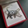 Geometric Cat Brooch Silver Tone Minimalist Feline Pin Badge Modern Origami Style Cat Broach Image 2