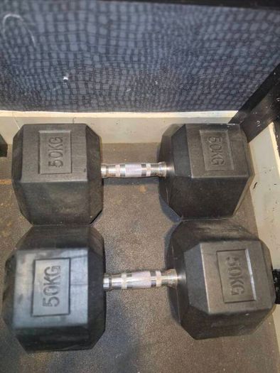 50kg Rubber Hex Dumbells