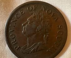 1832 Nova Scotia One Penny Token Colonial Canadian Coin
