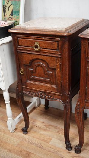 Pair of Antique French Oak Bedside Cabinets