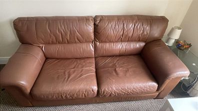 Two Piece Brown Sofa Set