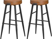 Set of 2 Bar Stools round  faux leather