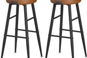 Set of 2 Bar Stools round  faux leather