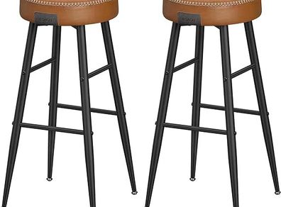 Set of 2 Bar Stools round  faux leather