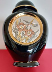 The "Art of Chokin" Black Glazed Vase/Urn/Ginger Jar