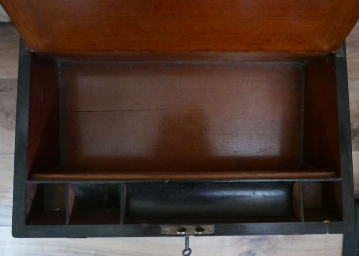 Antique Victorian  Brass Bounded Writing Box (WITH A KEY) 16" X 9" X 6,5"