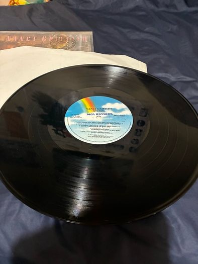 A Nanci Griffith record collection.
