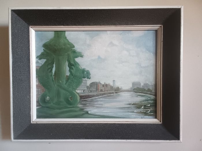 Benvon Ward - oil on board - View from Grattan Bridge