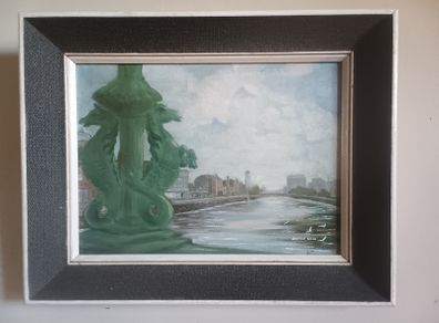 Benvon Ward - oil on board - View from Grattan Bridge